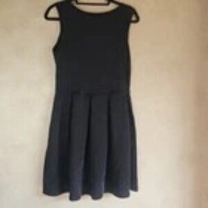 Max Studio Black/White Pin Dot Sleeveless Pleated Rayon Blend Dress-Size: Medium